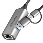 AXAGON ADE-TXCA USB-C USB3.2 Gen 1 + USB-A reduction- Gigabit Ethernet 10/100/1000 Adapter
