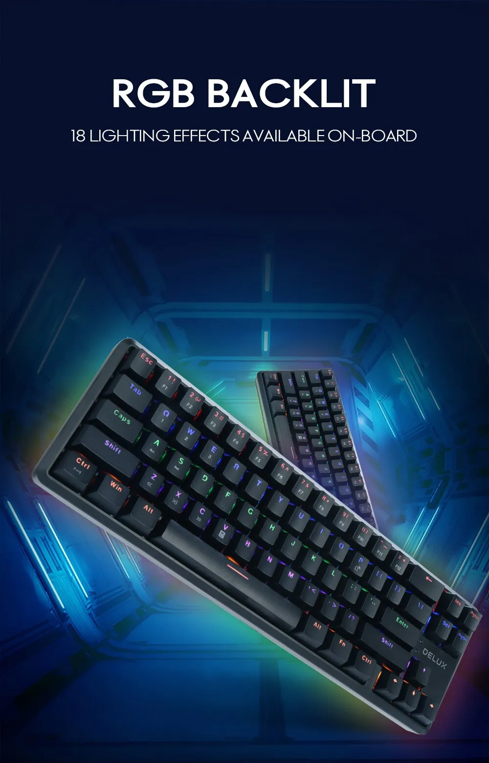 RGBмеханична геймърска кабелна/Bluetooth 5.0 клавиатура Delux KM32