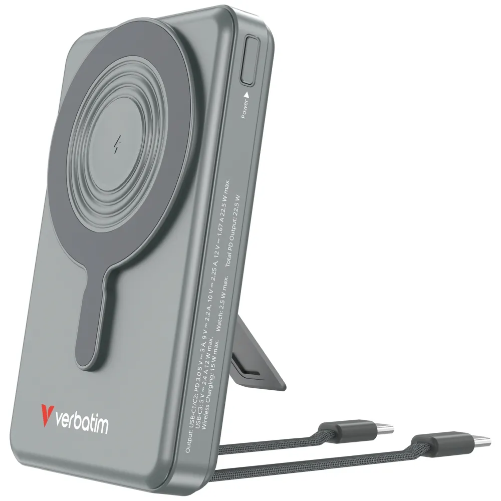Verbatim-Power-Bank-Magnetic-Wireless-10.000-mAh-C+C-Display-Grey Verbatim-Power-Bank-Magnetic-Wireless-10.000-mAh-C+C-Display-Grey