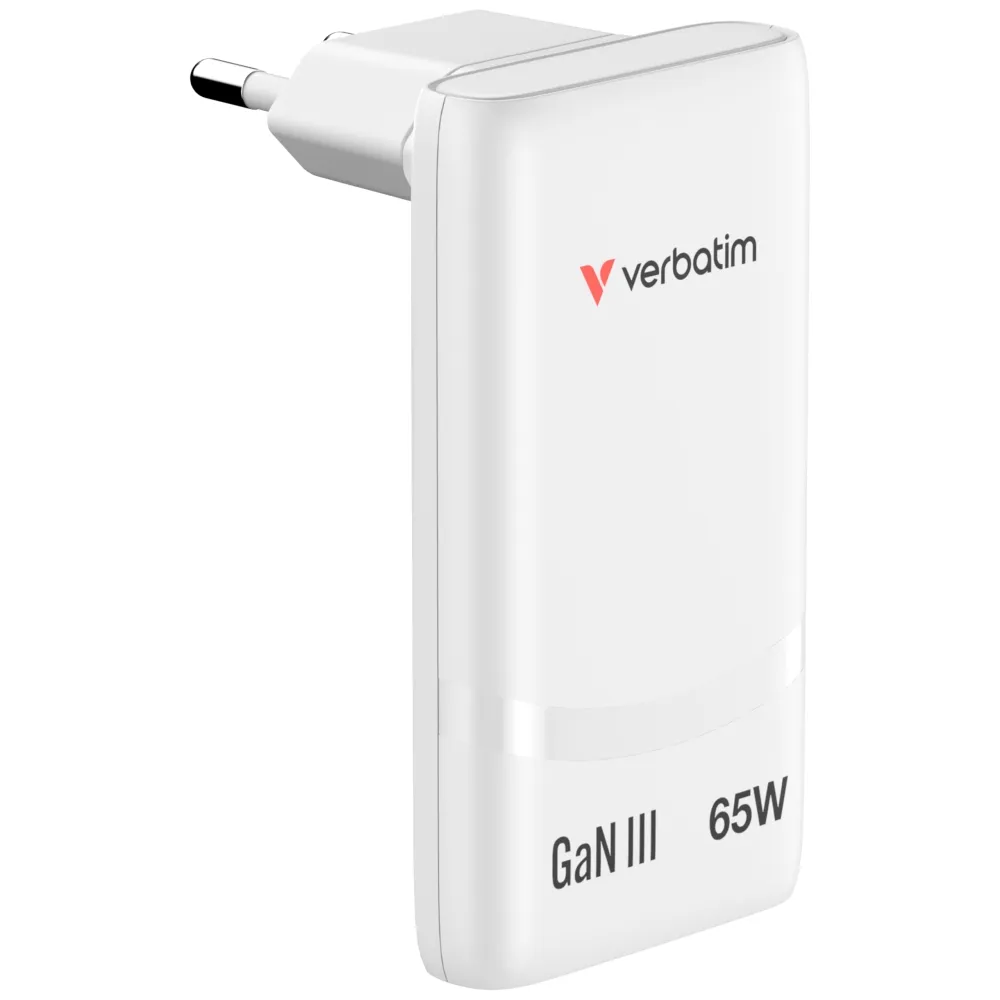 Verbatim-Fold-'n'Go-GaN-Charger-65W-EU-plug-White Verbatim-Fold-'n'Go-GaN-Charger-65W-EU-plug-White