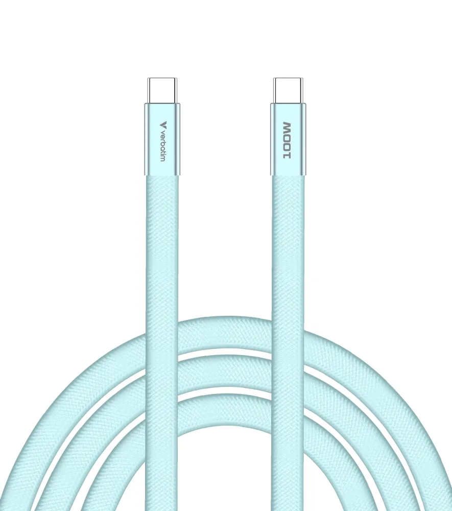 Verbatim-Sync-&-Charge-SoftTouch-USB-C-to-C-cable-100W-120-cm---Blue Verbatim-Sync-&-Charge-SoftTouch-USB-C-to-C-cable-100W-120-cm---Blue