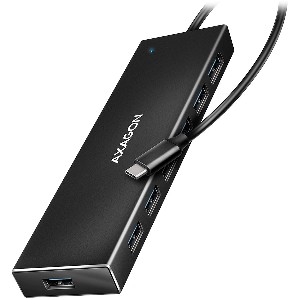 Axagon Seven-port USB 3.2 Gen 1 hub with charging support. Connector for external power