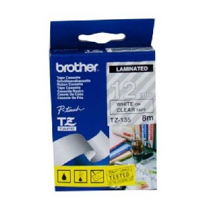 Brother TZ-135 Tape White on Clear