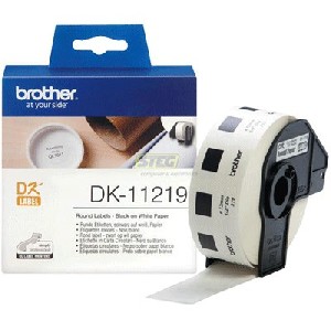 Brother DK-11219 Round Paper 1/2" label 12mm x 12mm x 1200 (Black on White)