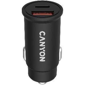 CANYON PD 30W/QC3.0 18W Pocket size car charger with 1-USB A+ 1-USB-C Input: DC12V-24V