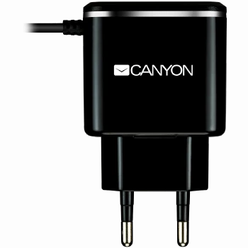 CANYON charger H-041 2.1A/USB-A built-in MicroUSB Black Silver