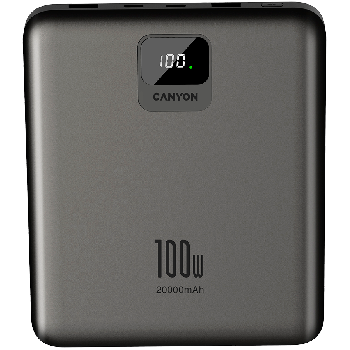 CANYON power bank PB-2008 LED FLAT 20000 mAh PD100W QC3.0 Dark Grey