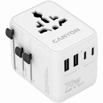 CANYON Travel Adapter OnTour 20 EU/UK/US/AUS 70W  White