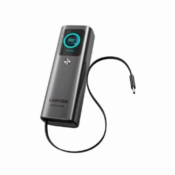CANYON Built-in cable power bank OnPower 265 20000mAh 165W   Aluminium Dark grey