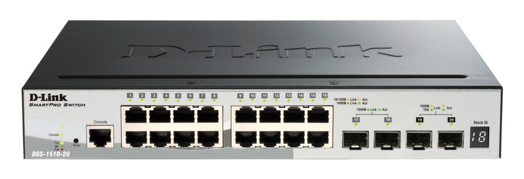 D-Link 20-Port Gigabit Stackable SmartPro Switch including 2 SFP ports and 2 x 10G SFP+