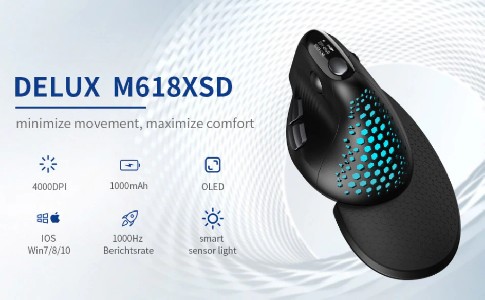 Mишка DELUX M618XSD вертикална USB/безжична/Bluetooth