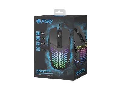 Fury Gaming Mouse Battler 6400 DPI Optical With Software Black