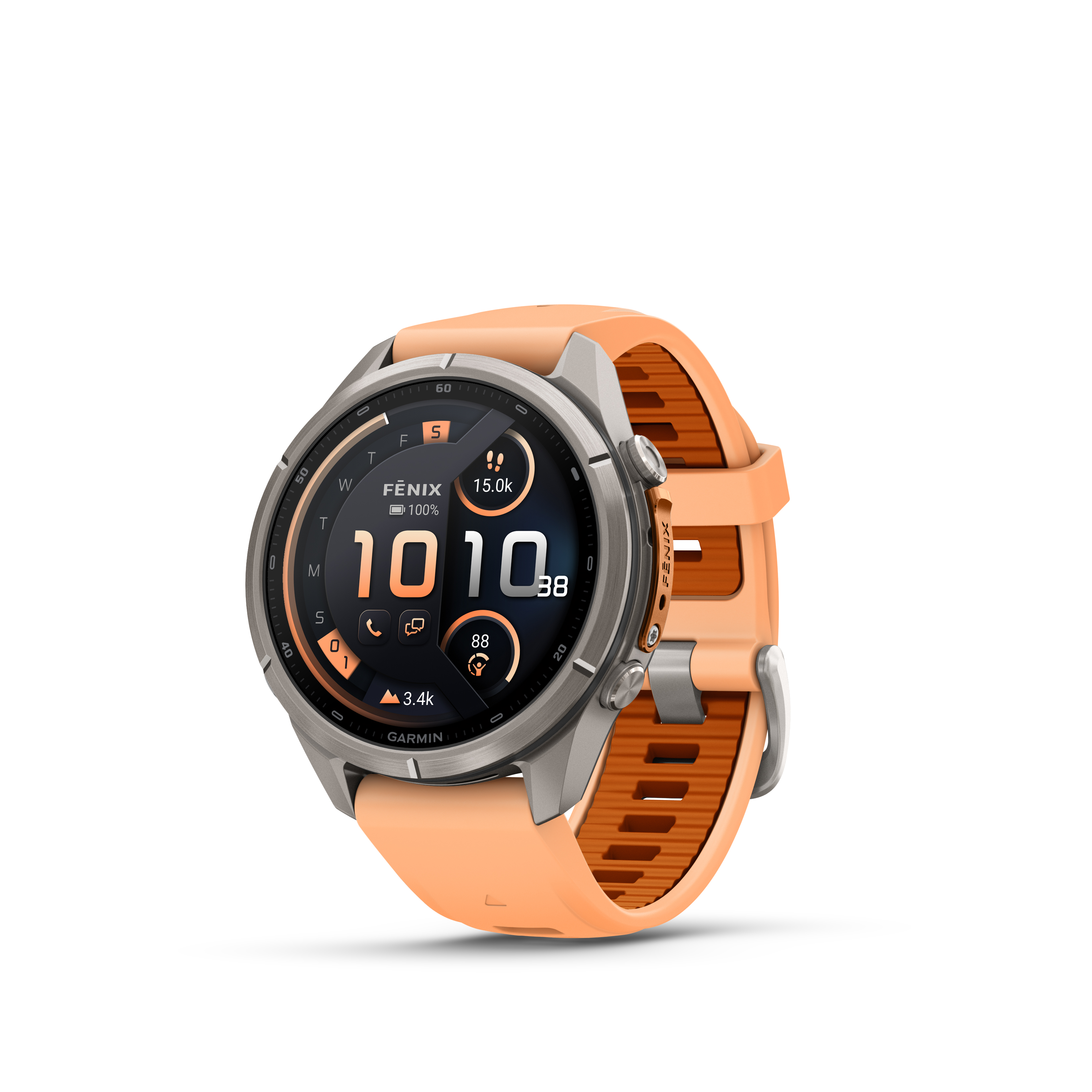 fēnix® 9 Pro, inReach® - 43 мм - Titanium с shell pink/autumn orange силиконова каишка