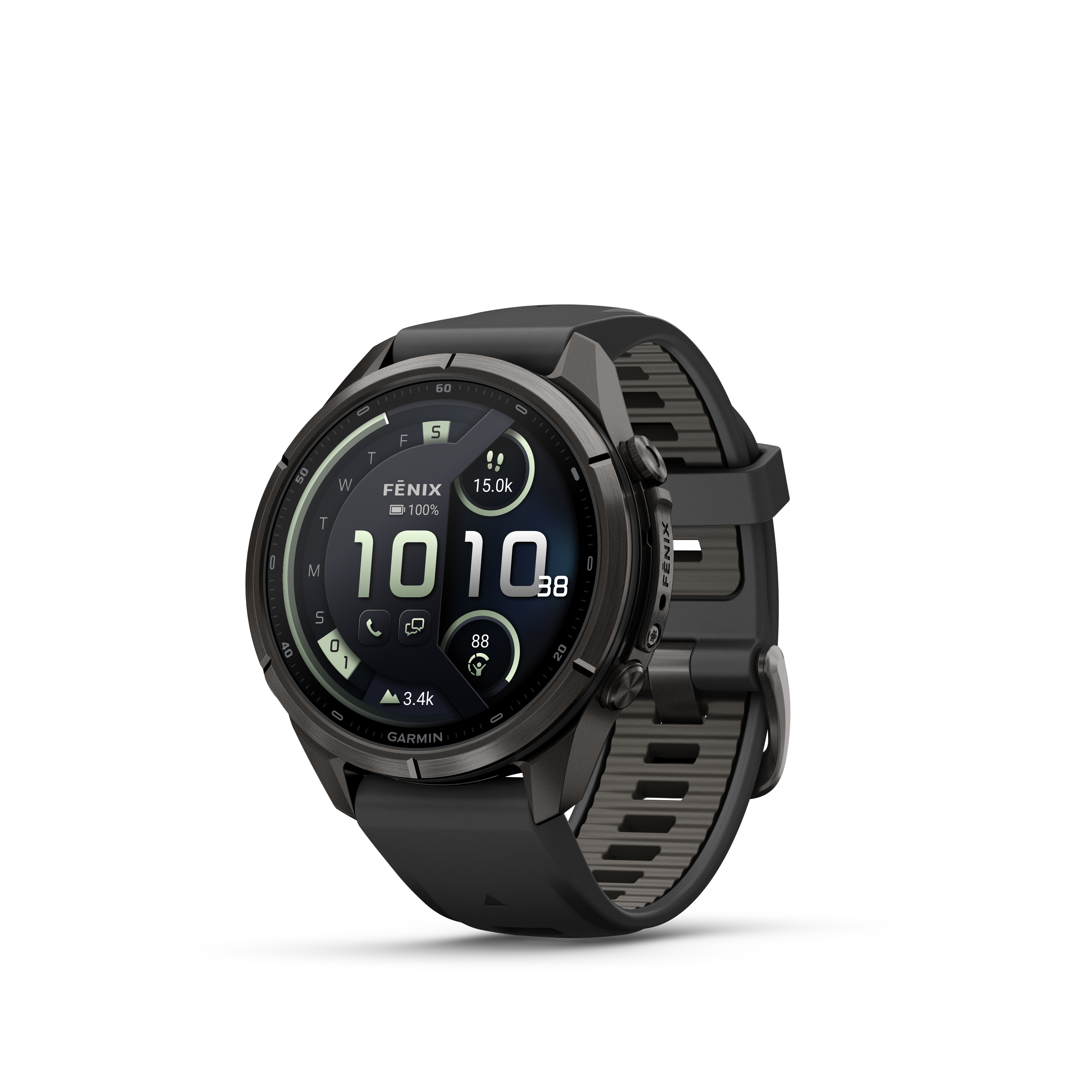 fēnix® 9 Pro, inReach® - 43 мм - Carbon gray DLC titanium с black/pebble gray силиконова