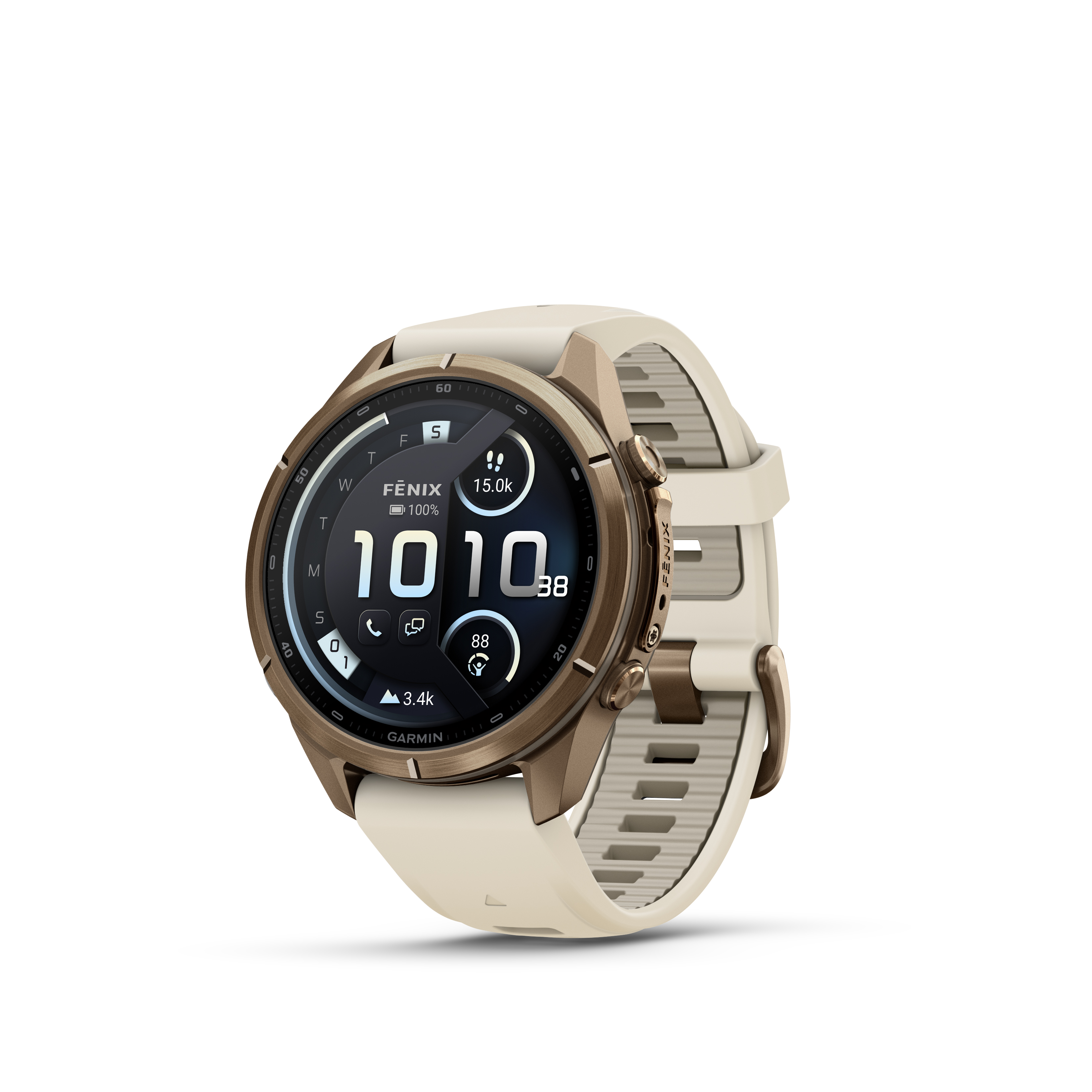 fēnix® 9 Pro, inReach® - 43 мм - Autumn gold titanium с cream/French gray силиконова