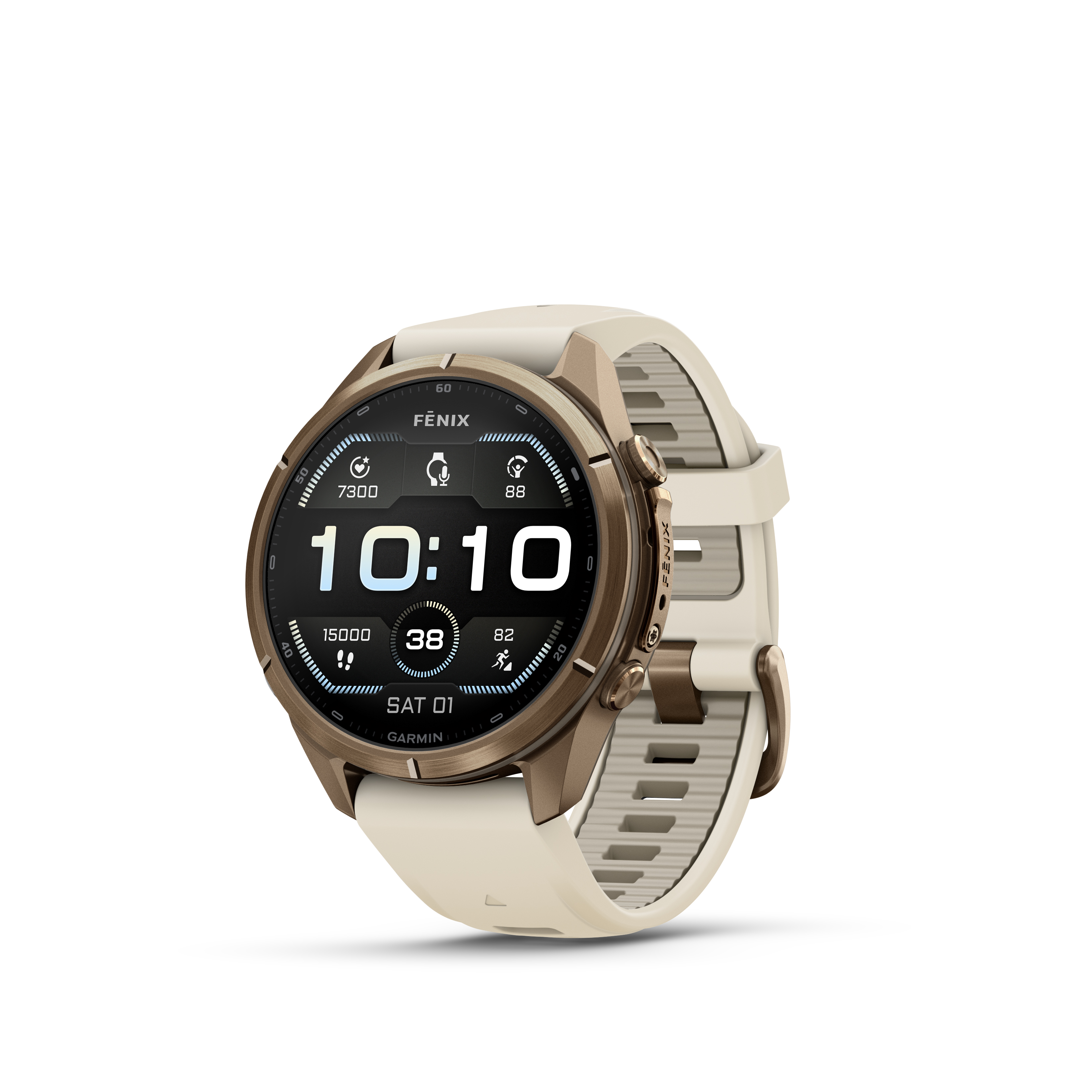 fēnix® 9 Pro - 43 мм - Autumn Gold Titanium с Cream/French Gray силиконова каишка