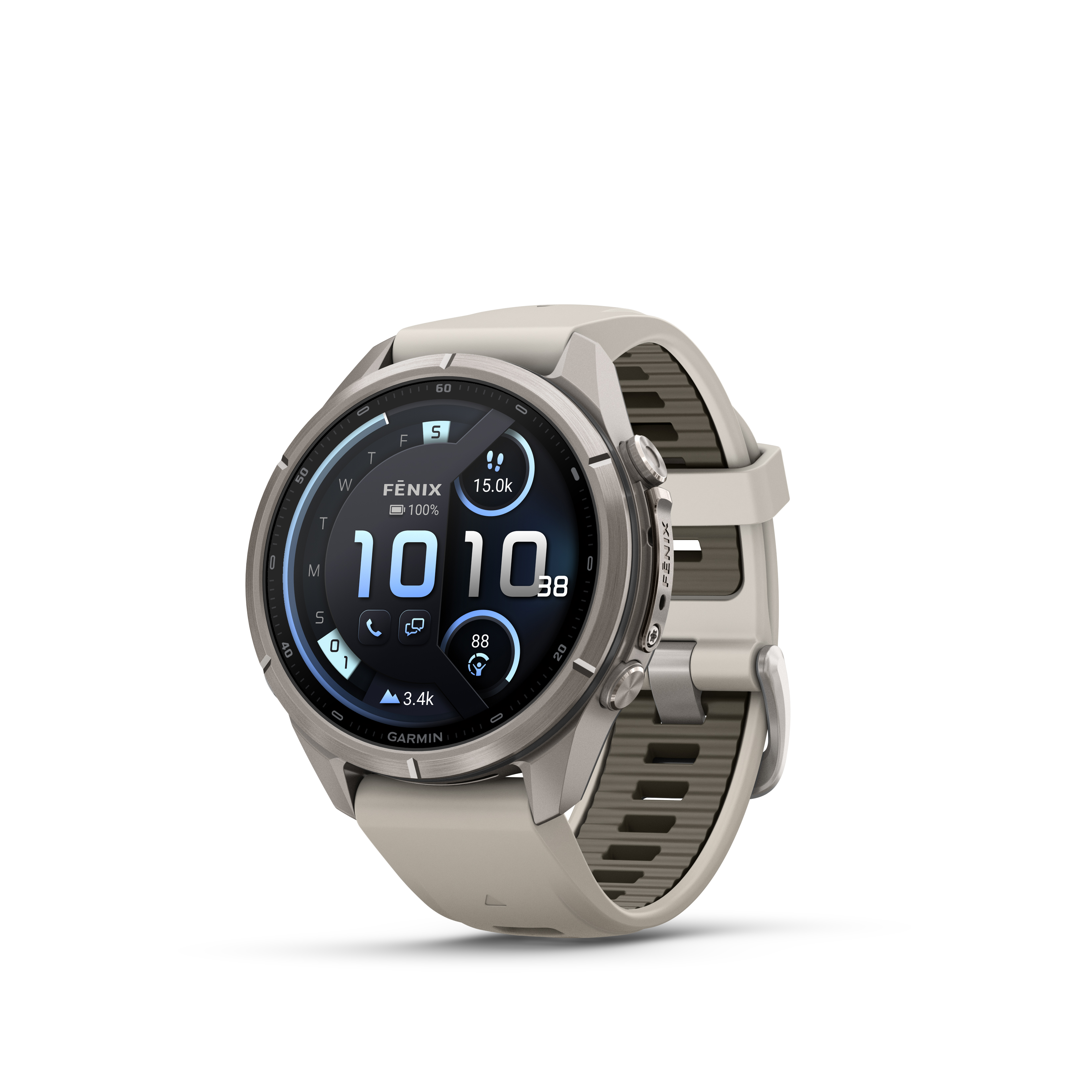 fēnix® 9 Pro, inReach® - 43 мм - Titanium с fog gray/dark sandstone силиконова каишка