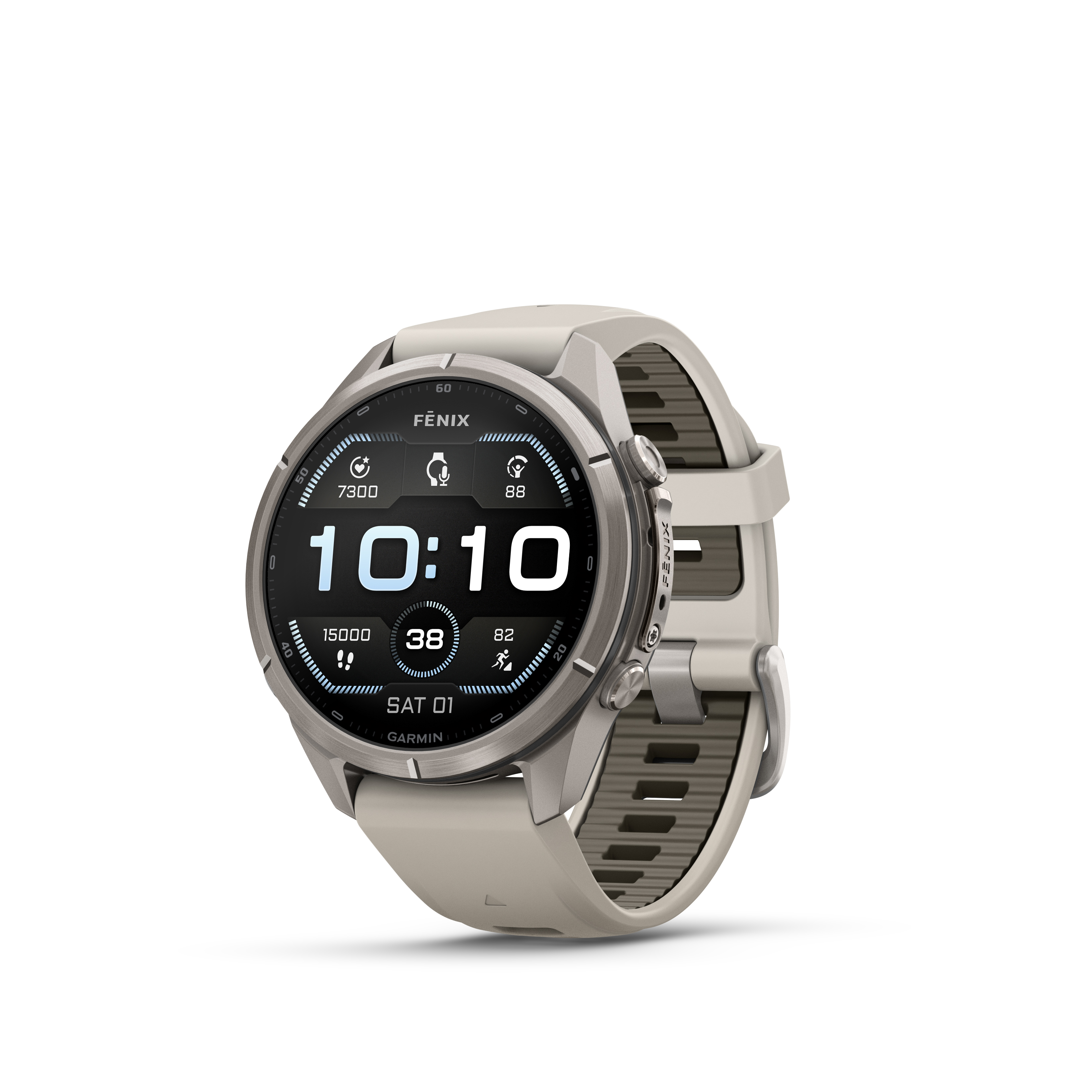 fēnix® 9 Pro - 43 мм - Titanium с fog gray/dark sandstone силиконова каишка