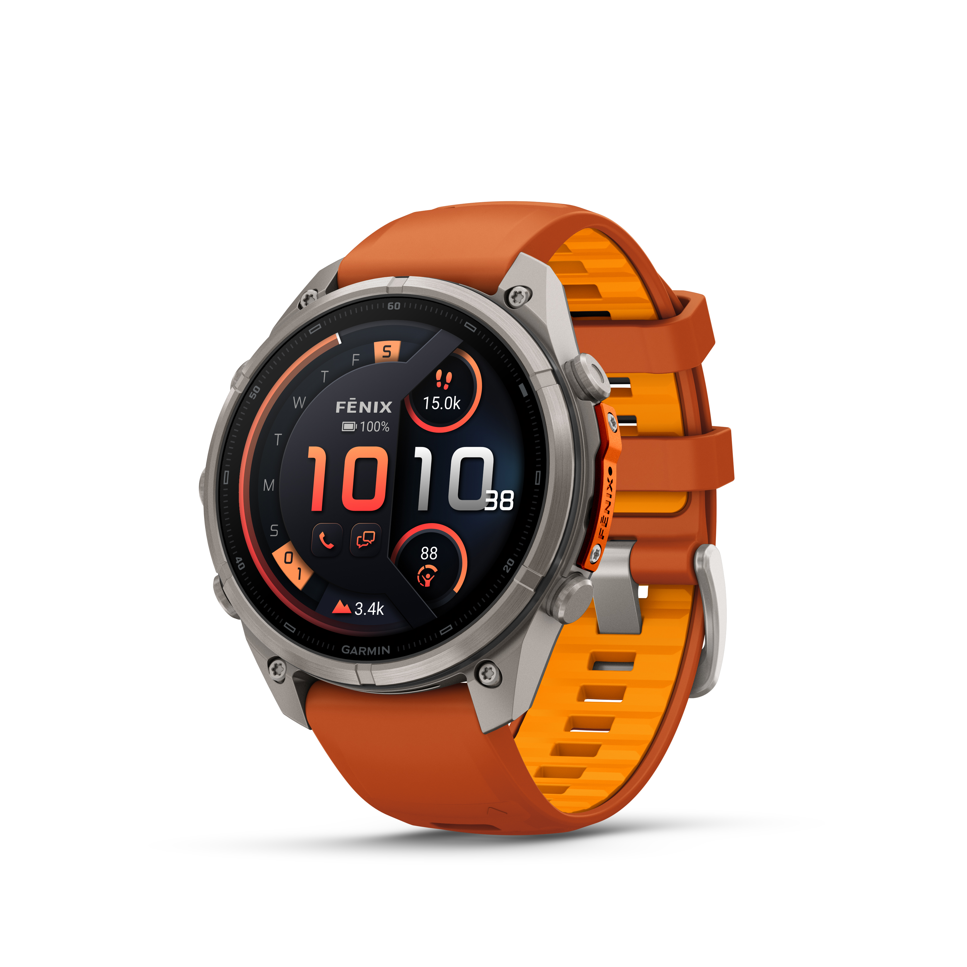 fēnix® 9 Pro, inReach® - 47 мм - Titanium с autumn orange/spark orange силиконова каишка
