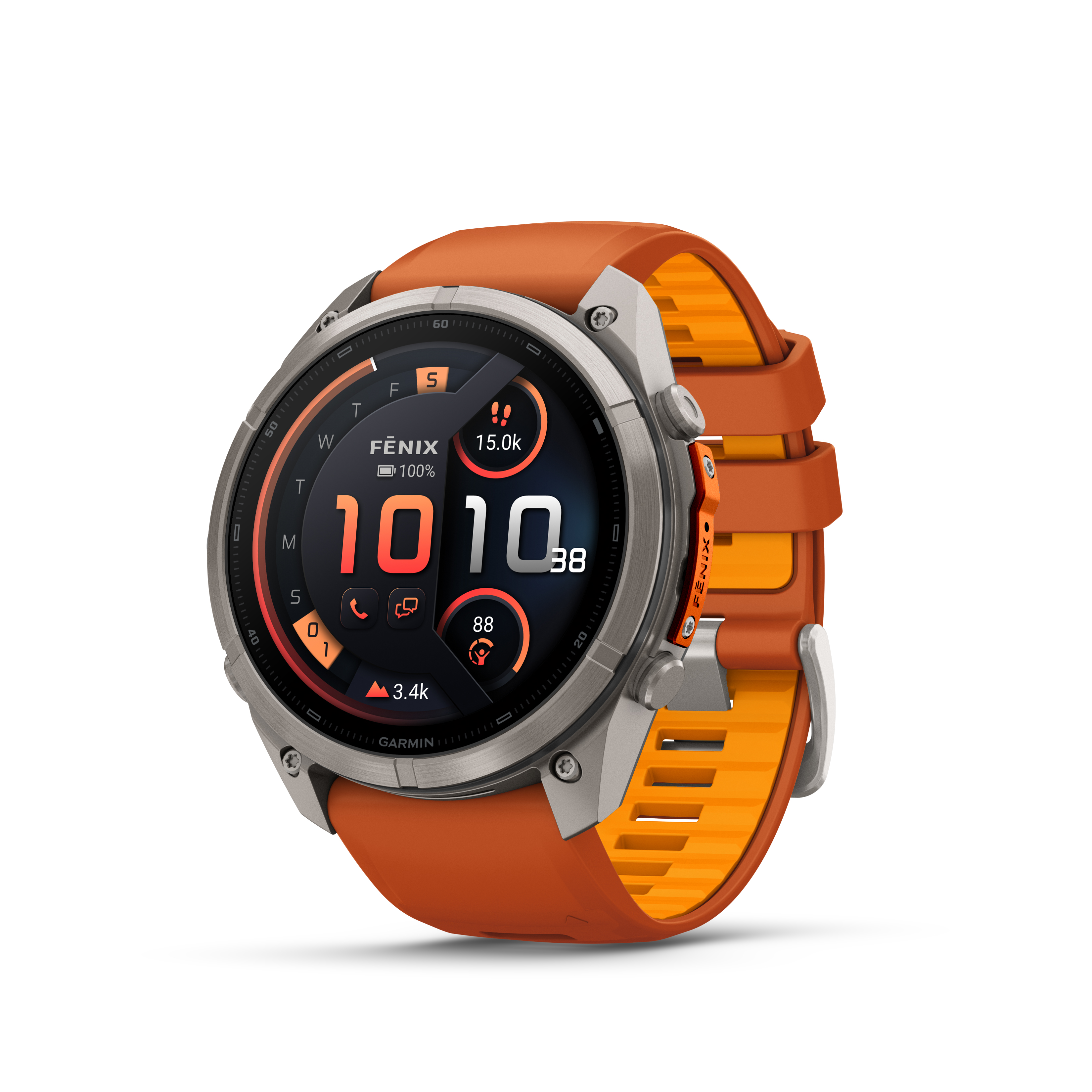 fēnix® 9 Pro, inReach® - 51 мм - Titanium с autumn orange/spark orange силиконова каишка