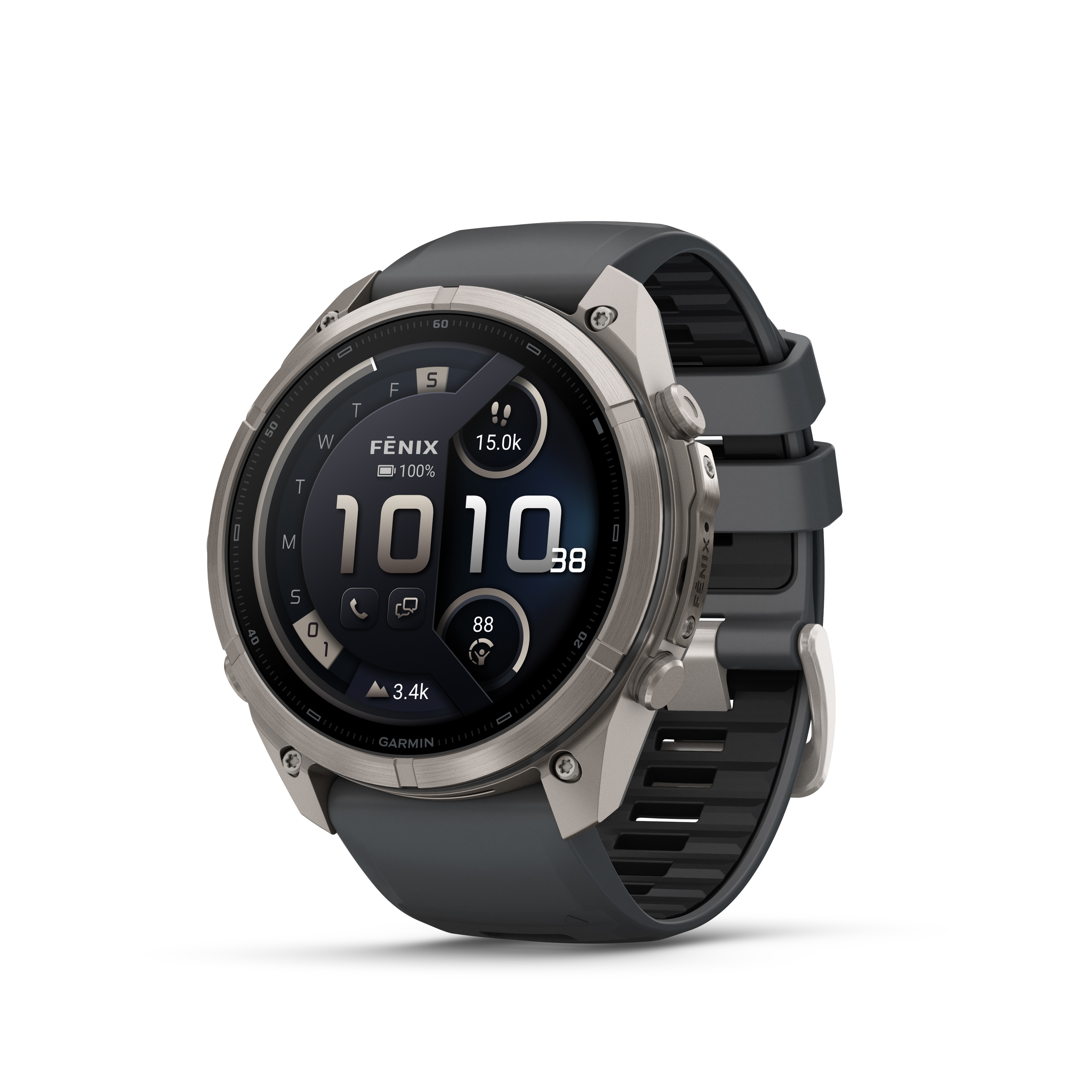 fēnix® 9 Pro, inReach® - 51 мм - Titanium с graphite/black силиконова каишка