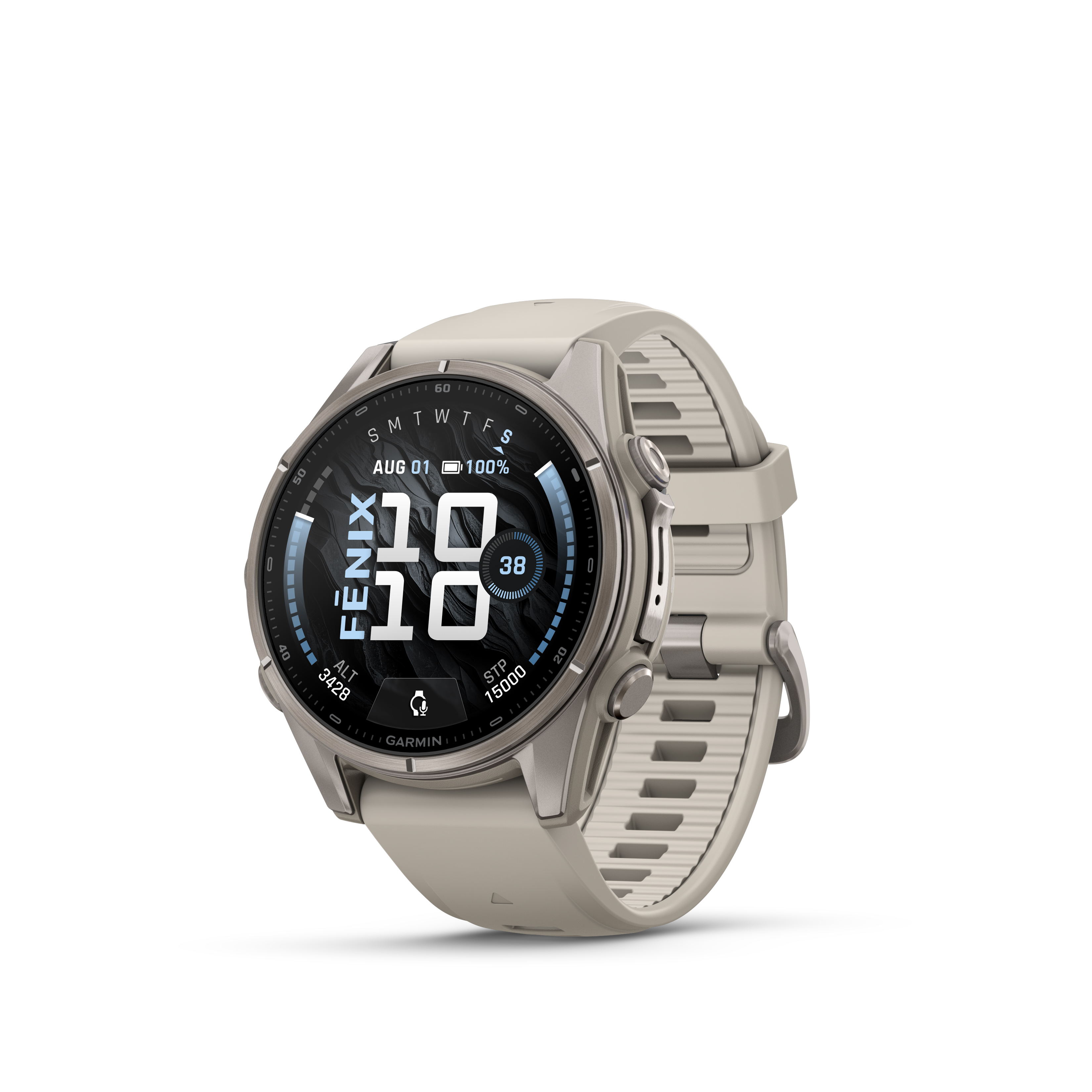 fēnix® 9 - 43 мм - Titanium с French gray силиконова каишка