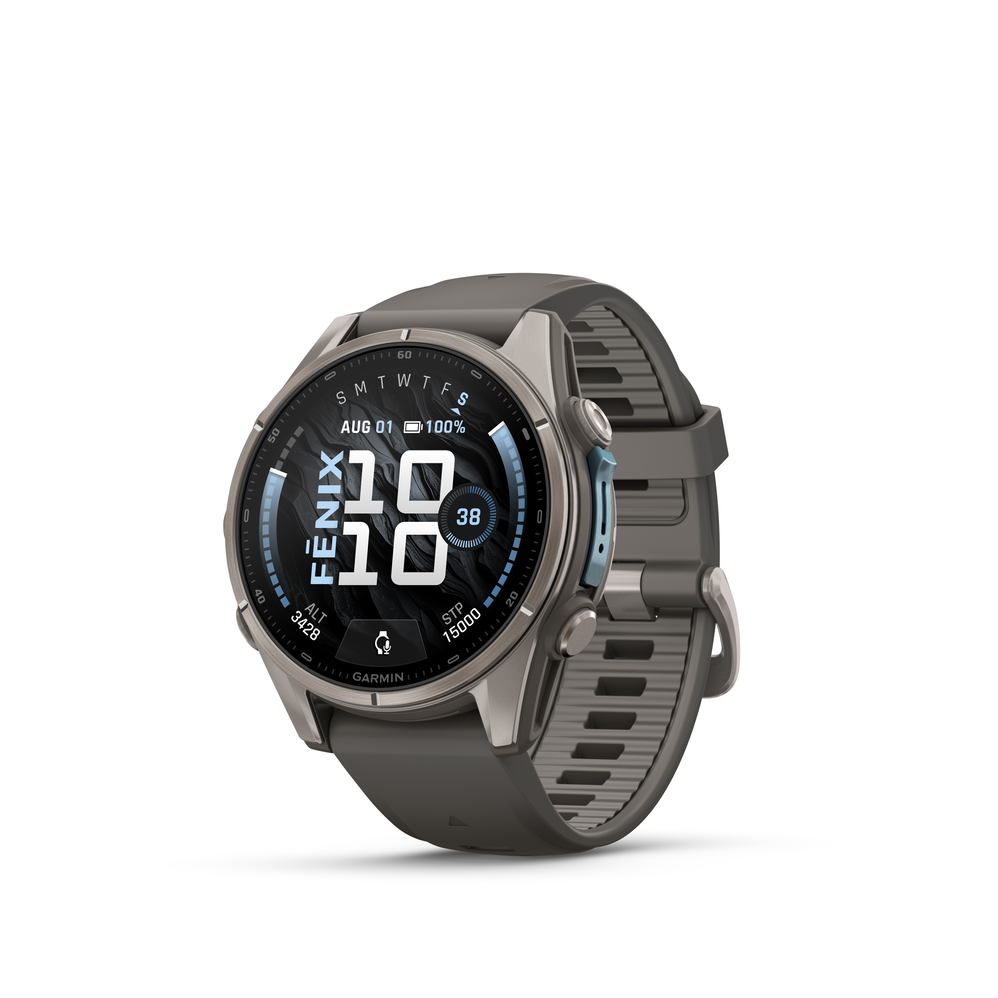 fēnix® 9 - 43 мм - Titanium с pebble gray силиконова каишка