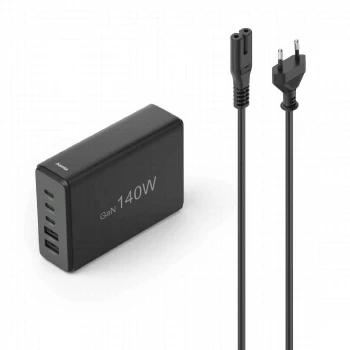 HAMA Зарядна станция 140 W, GaN, Fast Charger, 3 x USB-C, 2 x
