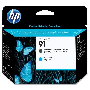 HP 91 Matte Black and Cyan Printhead