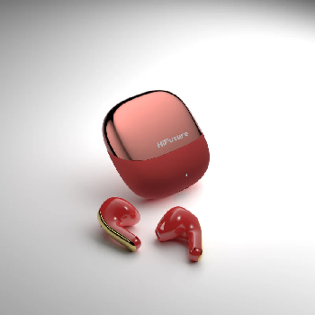 HiFuture ChromeBuds Red, Metallic Charge Case, 4