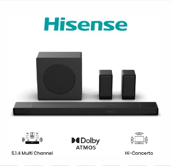 Hisense AX5140Q, Soundbar, 5.1.4 Ch., 600W, BT, Dolby Atmos, Black