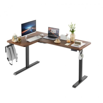Офис бюро Kingsmith L Shaped Standing Desk ETDLI-Z-1600 Left Side Black Walnut
