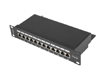 Lanberg patch panel 12port 1U 10" CAT.5E shielded, black
