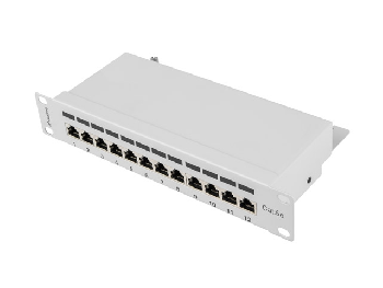 Lanberg patch panel 12port 1U 10" CAT.5E shielded, grey