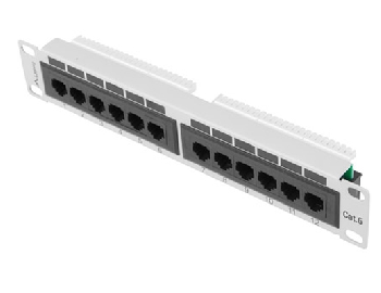 Lanberg patch panel 12port 1U 10" CAT.6, grey