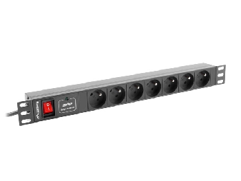 Lanberg power distribution unit (PDU) 19" 1U 10A 7 SOCKETS 2M, black
