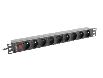 Lanberg power distribution unit (PDU) 19" 1U 16A 9 SOCKETS 3M, black