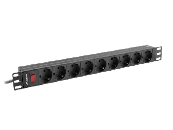 Lanberg power distribution unit (PDU) 19" 1U 16A 9xSchuko outlets, black