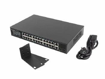 Lanberg switch 24x 100mb poe+/2x combo rack 19" gigabit ethernet 360w v2