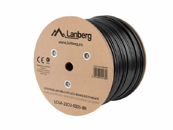 Lanberg LAN cable CAT.6 UTP 305m solid outdoor CU, Fluke passed, Black