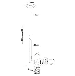 NewStar Flat Screen Ceiling Mount (Height: 60-85 cm)