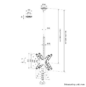 Neomounts by Newstar Back to Back Screen Ceiling Mount (Height: 106-156 cm)