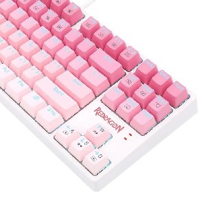 RGBгейминг клавиатура Redragon Cass K645W-GP-RGB_BR Brown Switch - бял/розов