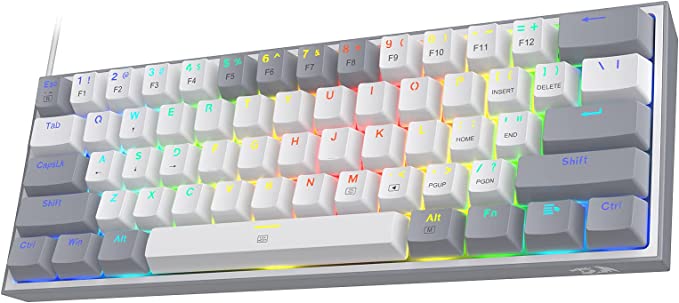 RGBМеханична геймърска клавиатура Redragon Fizz K617-RGB-GW сиво/бяло