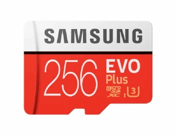 Samsung 256GB micro SD Card EVO+ with Adapter, Class10, Read 100MB/s - Write