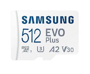 Samsung 512GB micro SD Card EVO Plus with Adapter, Class10, Transfer Speed up to 130MB/s