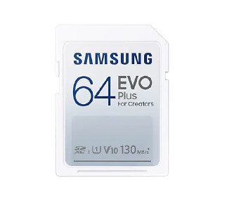 Samsung 64GB SD Card EVO Plus with Adapter, Class10, Transfer Speed up to 130MB/s