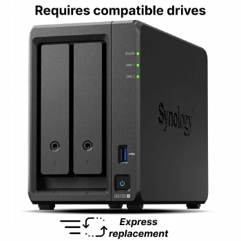 Мрежов сторидж NAS Synology DS725+, за 2 диска 3.5" /2.5", 2