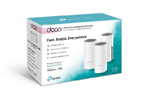 Безжична Mesh Wi-fi система TP-Link Deco E4 AC1200 (3-pack)