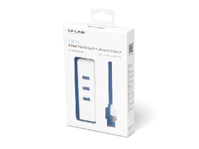 Мрежови адаптер TP-Link UE330 USB 3.0 3-Port Hub& Gigabit Ethernet